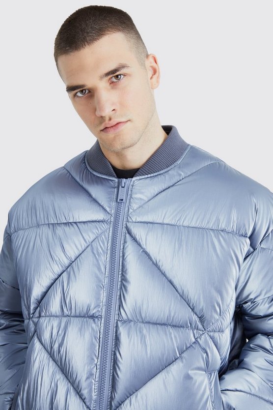 Tall Steppjacke in Metallic-Optik