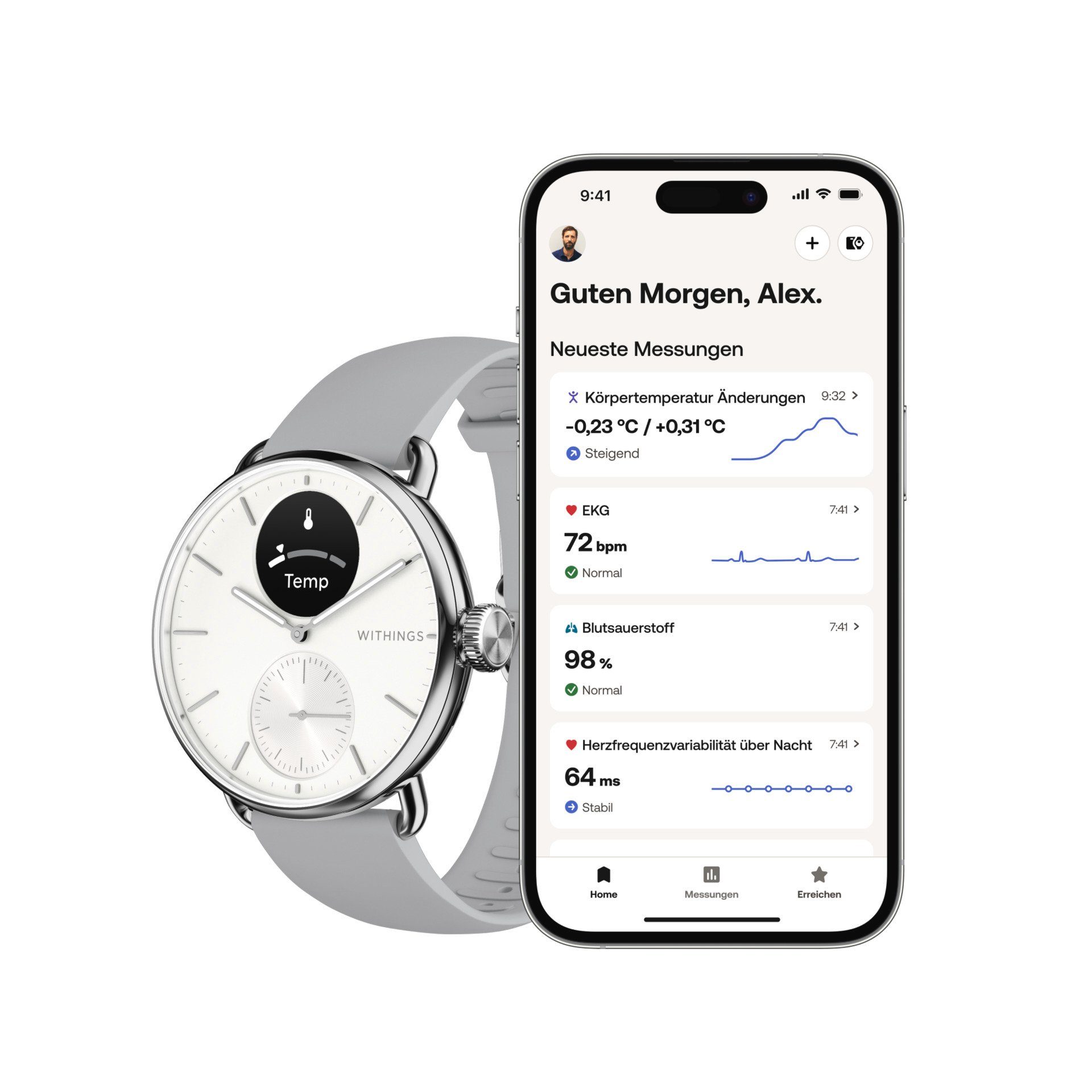 Withings ScanWatch 2 (38 mm) Smartwatch (1,6 cm/0,63 Zoll)