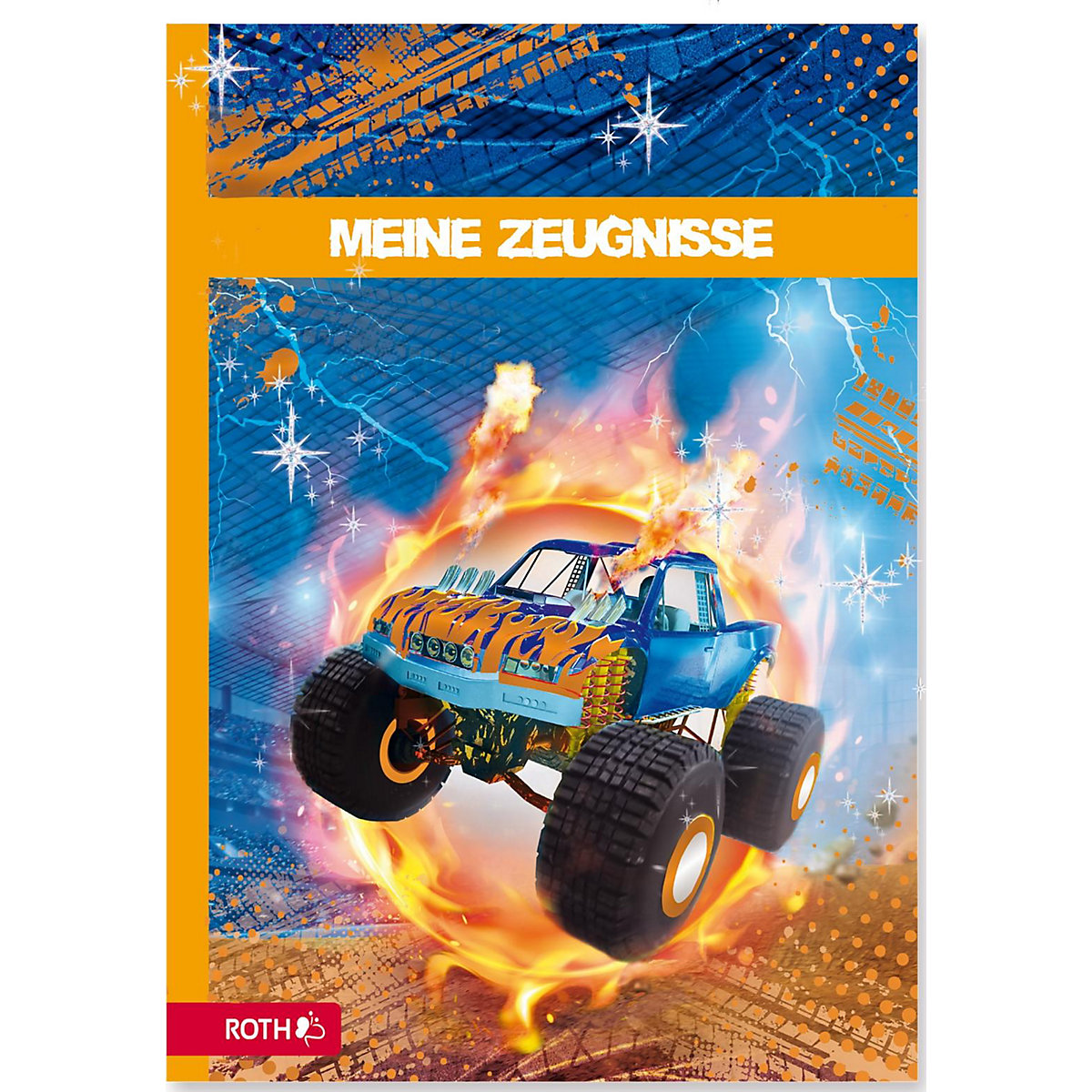 Zeugnismappe Monstertruck A4, wattiert, Folieneffekt, inkl. 10 Einlagen