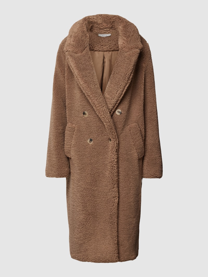 Mantel aus Teddyfell Modell 'LYDIA' in mittelbraun