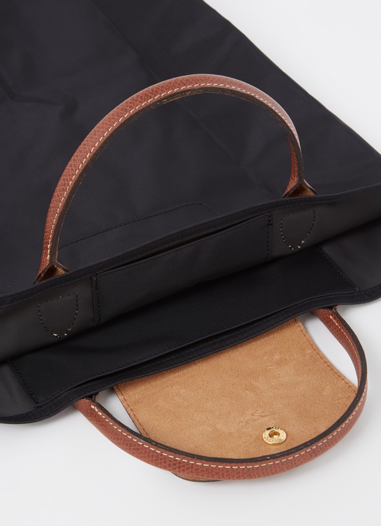 Geantă Longchamp Le Pliage Original, mărimea M, cu detalii din piele.