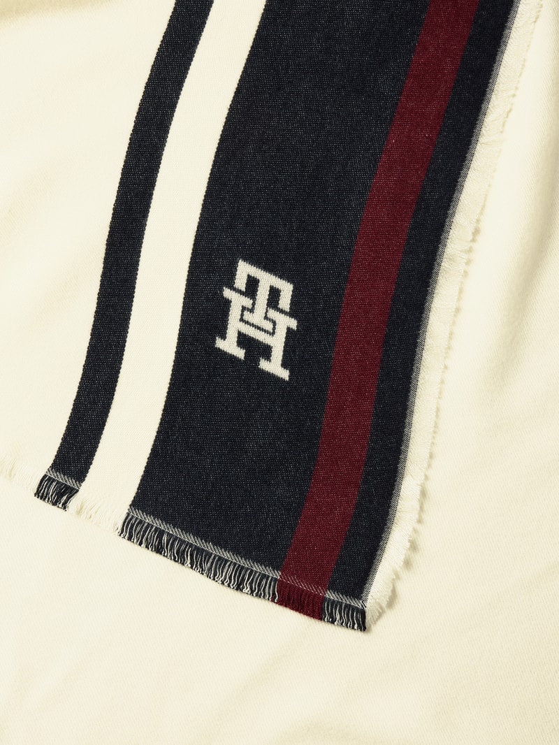 Schal mit Label-Print in ecru