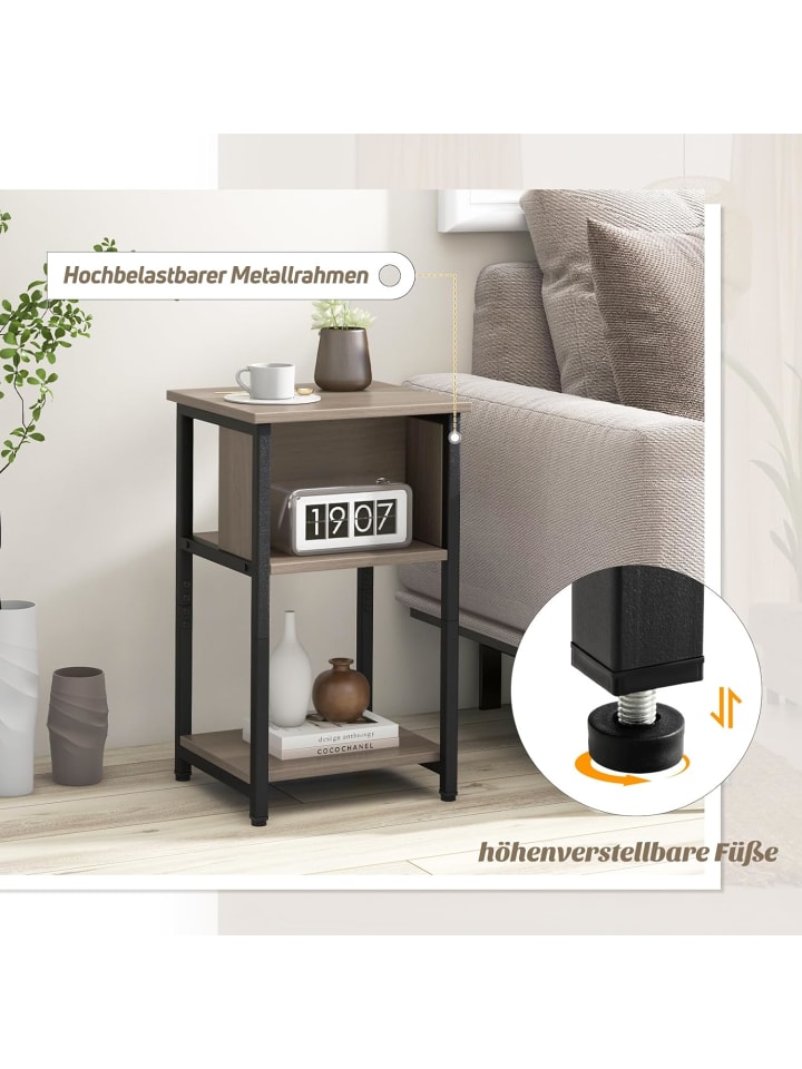 COSTWAY Nachttisch mit Ablage in Grau günstig kaufen onesize