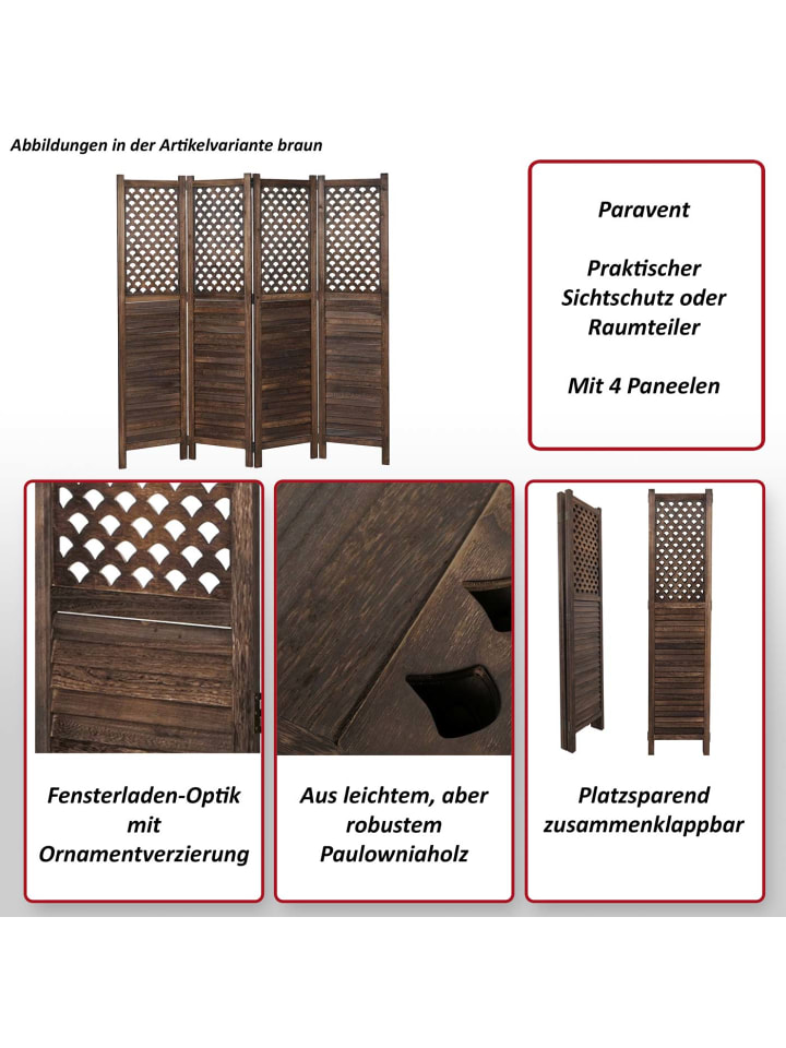 MCW Paravent A84 mit Ornamente, Weiß günstig kaufen onesize