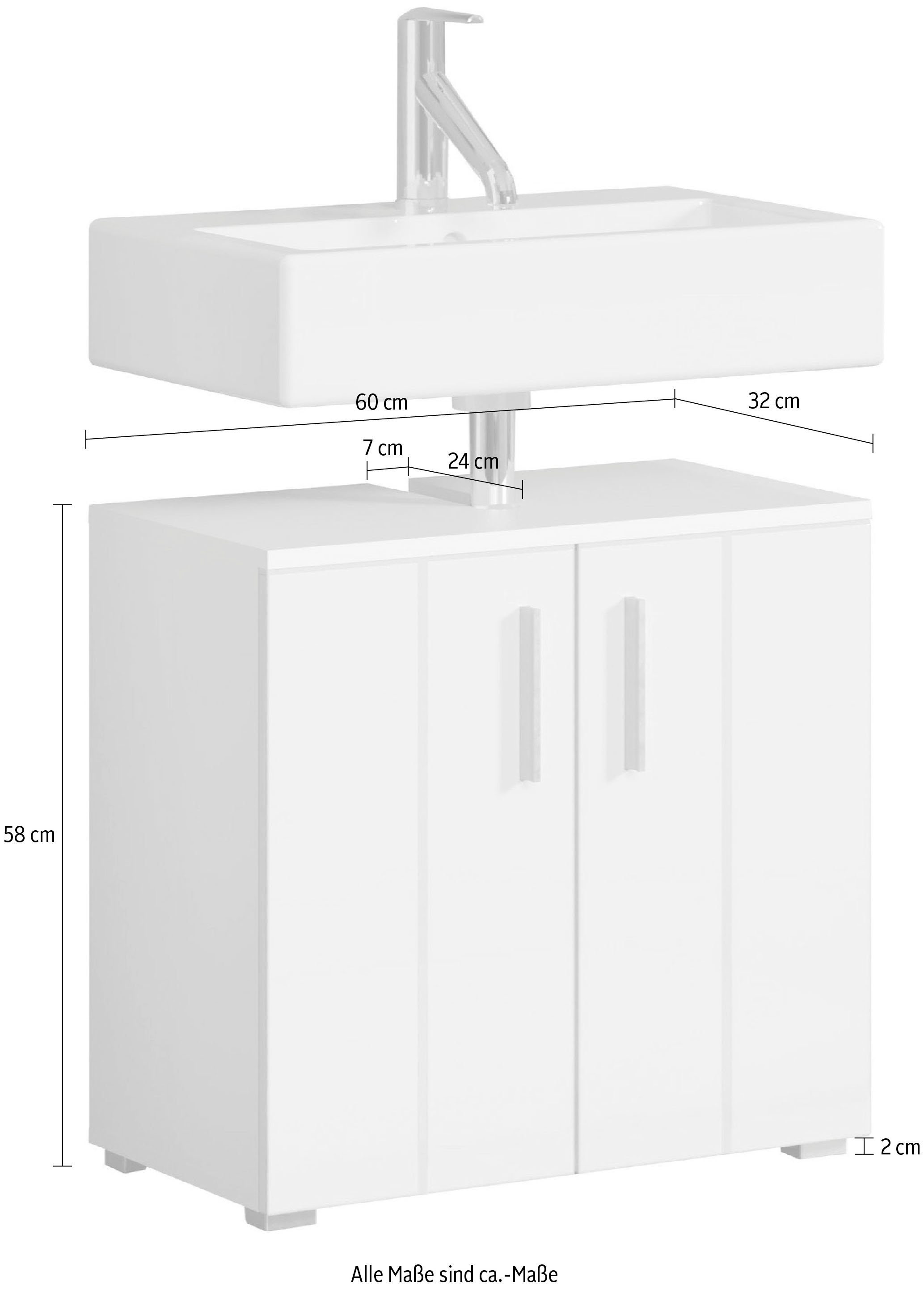 welltime Waschbeckenunterschrank Prag (1-St) Badmöbel, Breite 60cm