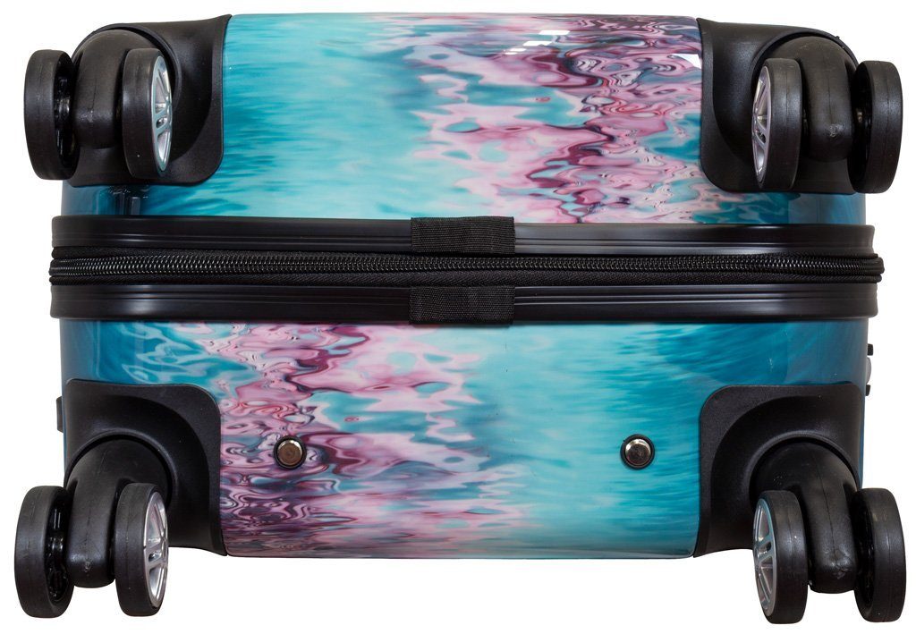 Trendyshop365 Hartschalen-Trolley Orchidee, bunter Koffer mit Blumen-Motiv, 3 Größen, 4 Rollen, Zahlenschloss, Polycarbonat, Dehnfalte