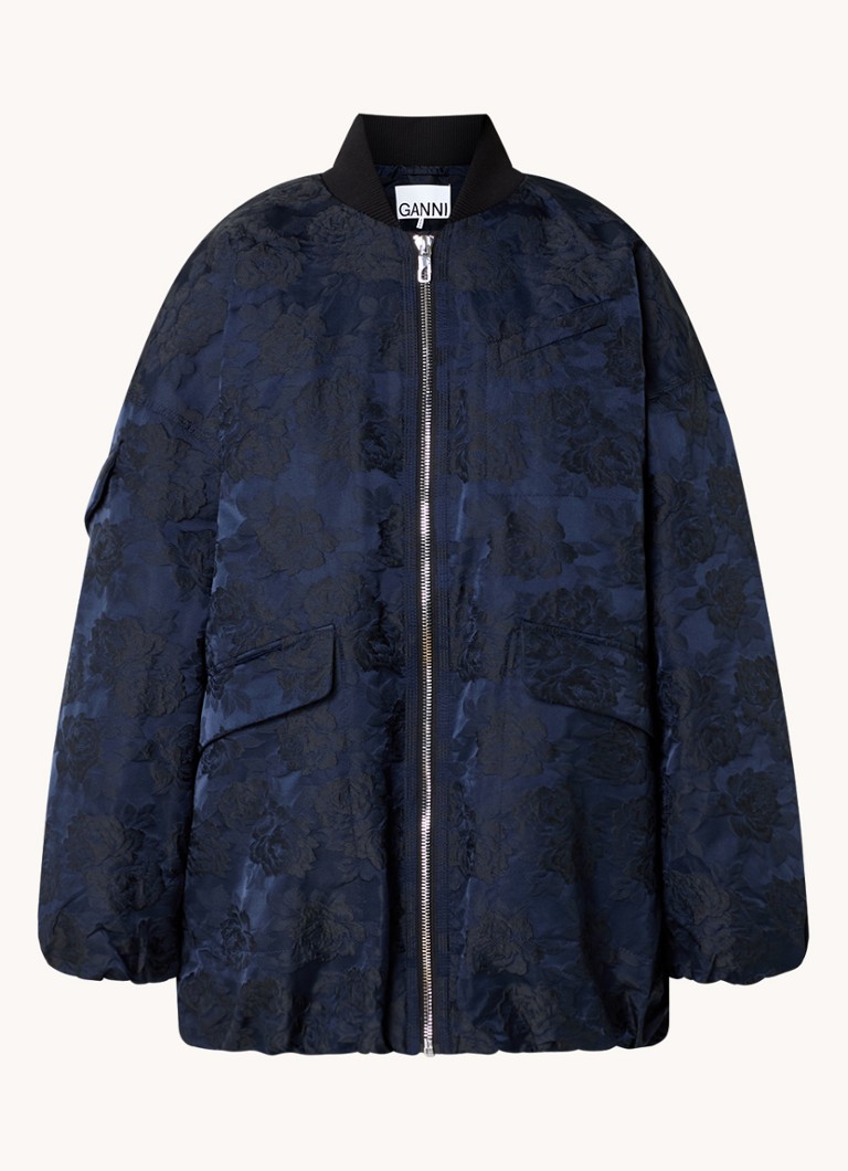 Ganni bomber jacket with jacquard and flap pockets