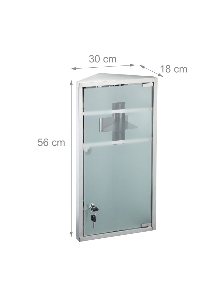 relaxdays Medizinschrank in Silber - (B)30 x (H)56 x (T)18 cm günstig kaufen onesize