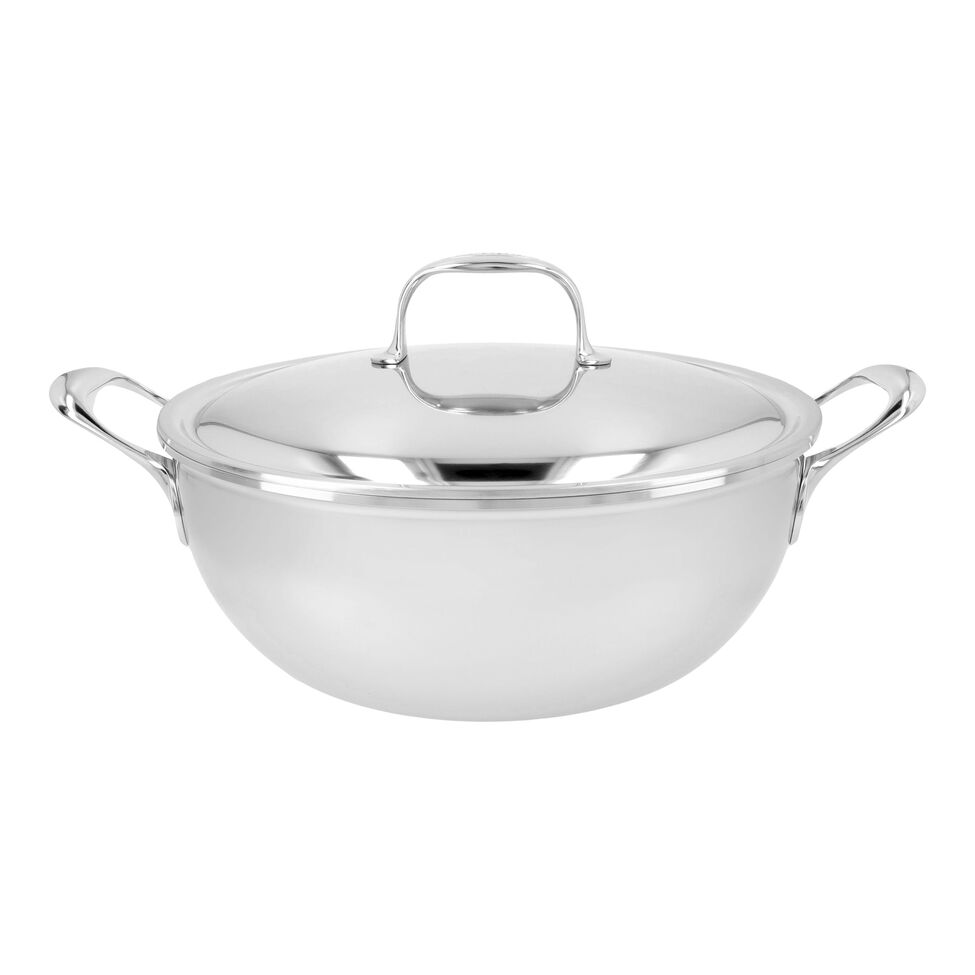 Servierpfanne mit doppelwandigem Deckel 28 cm, 18/10 Edelstahl