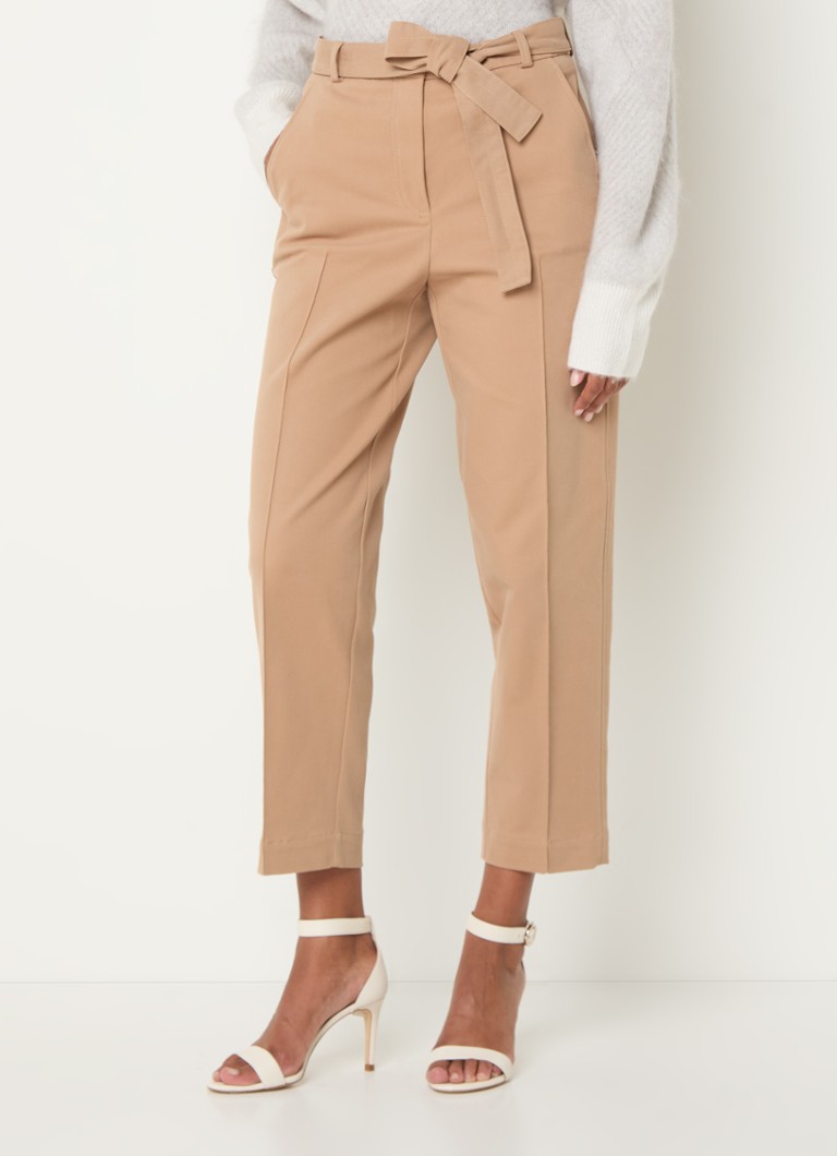 HUGO BOSS Tatepa high waist tapered fit cropped trousers with tie belt