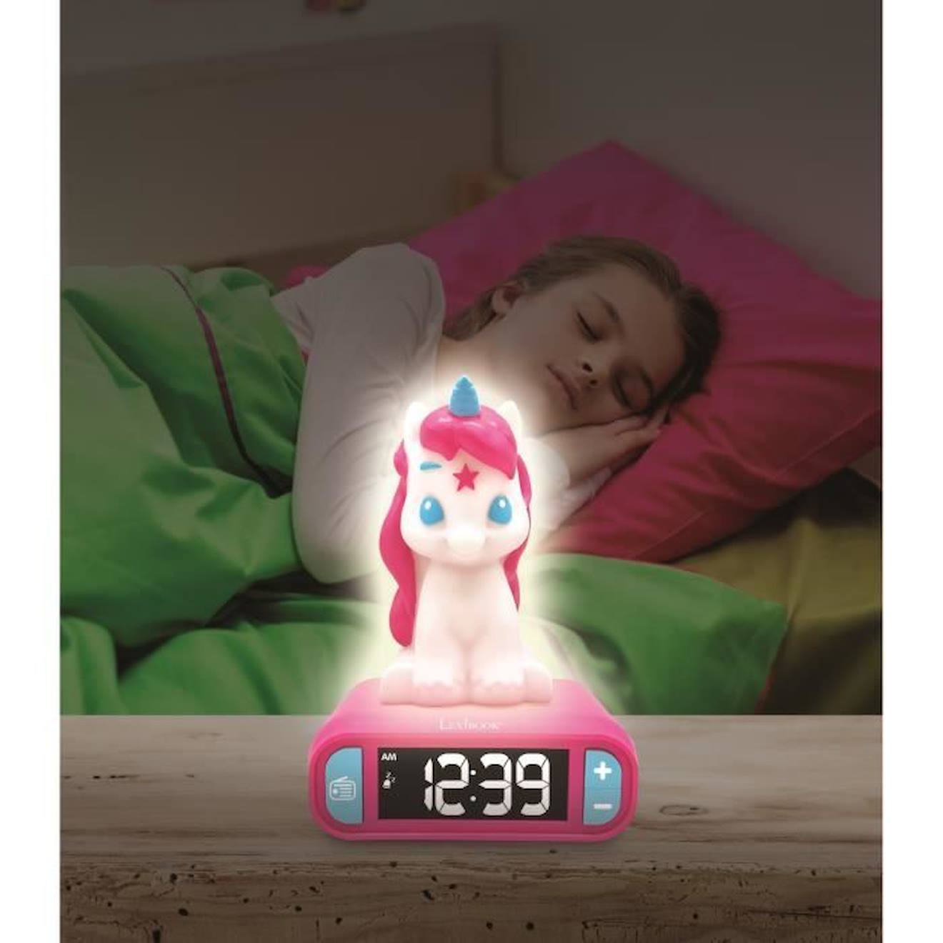 Réveil digital Licorne avec veilleuse lumineuse en 3D et effets sonores