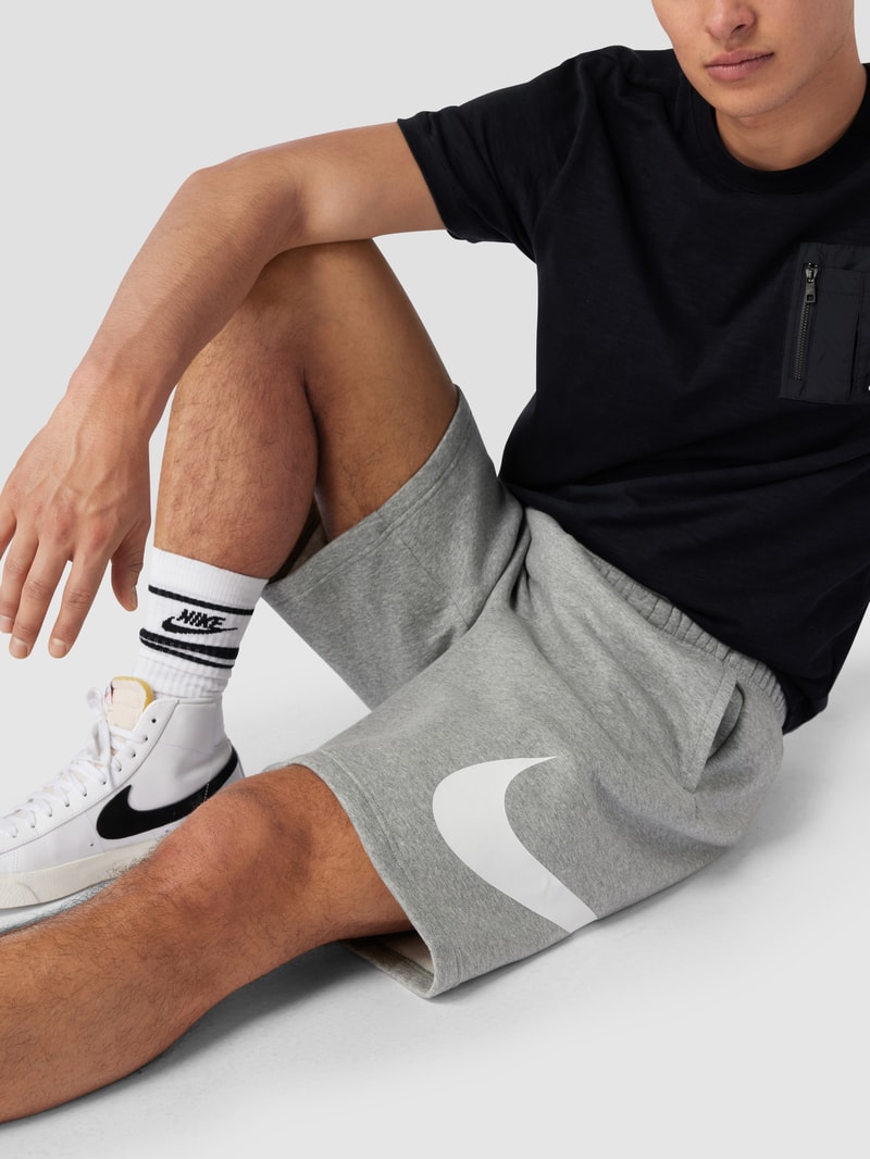 Sweatshorts mit Logo-Print in hellgrau meliert