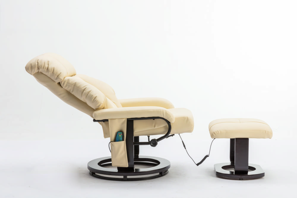 Happy Home Massagesessel mit Fußhocker & Heizfunktion beige
