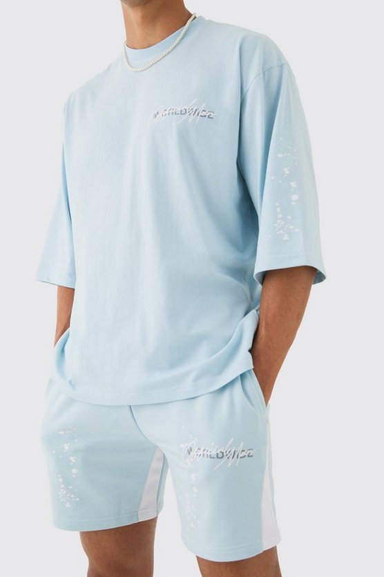 Oversize T-Shirt mit Graffiti-Print und Shorts