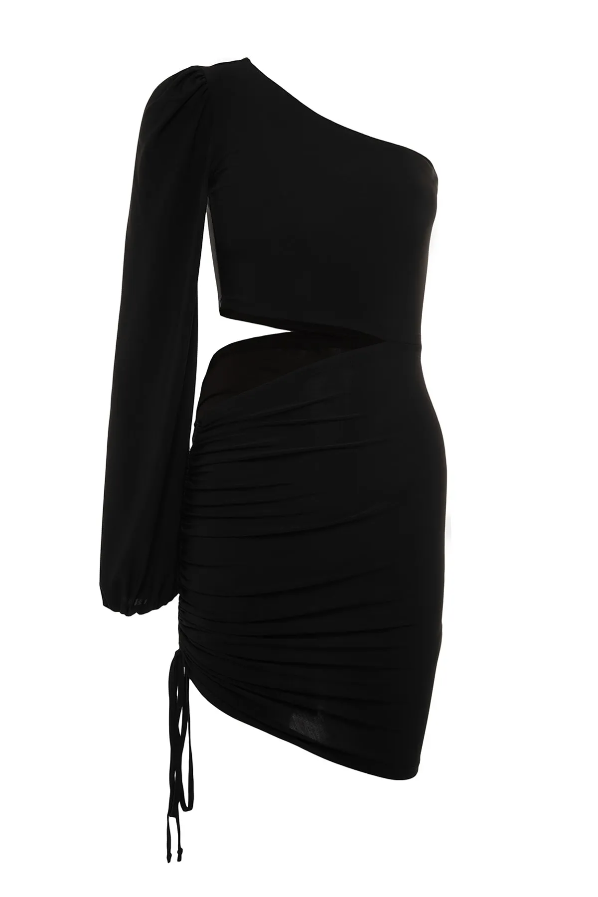 Trendyol Collection  Schwarzes, einärmeliges, drapiertes Abendkleid TPRSS21EL0179