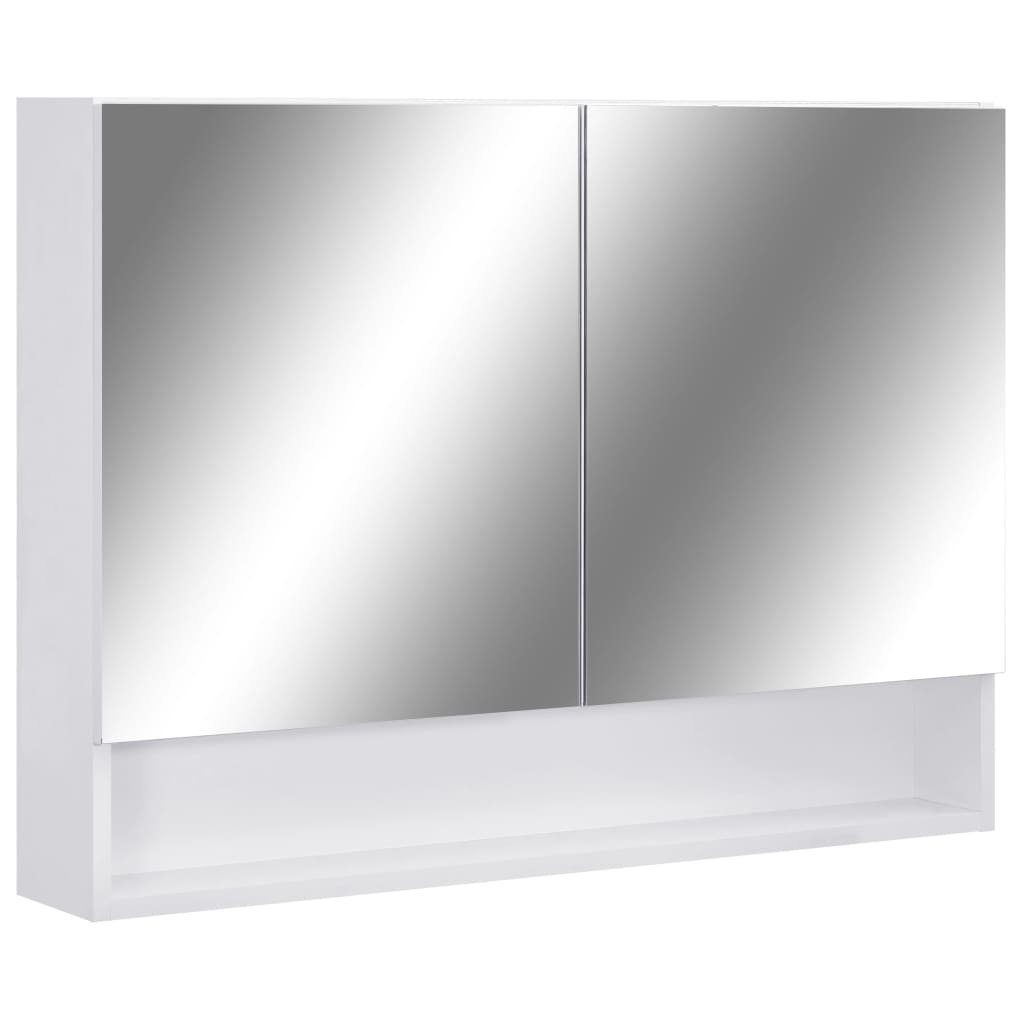 vidaXL Badezimmerspiegelschrank LED-Bad-Spiegelschrank Weiß 80x15x60 cm MDF (1-St)