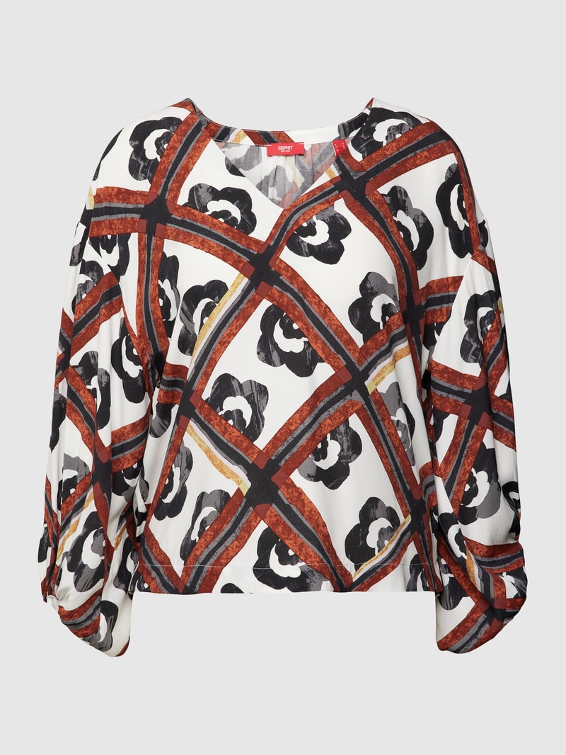 Blusenshirt aus Viskose mit Allover-Muster in weiß