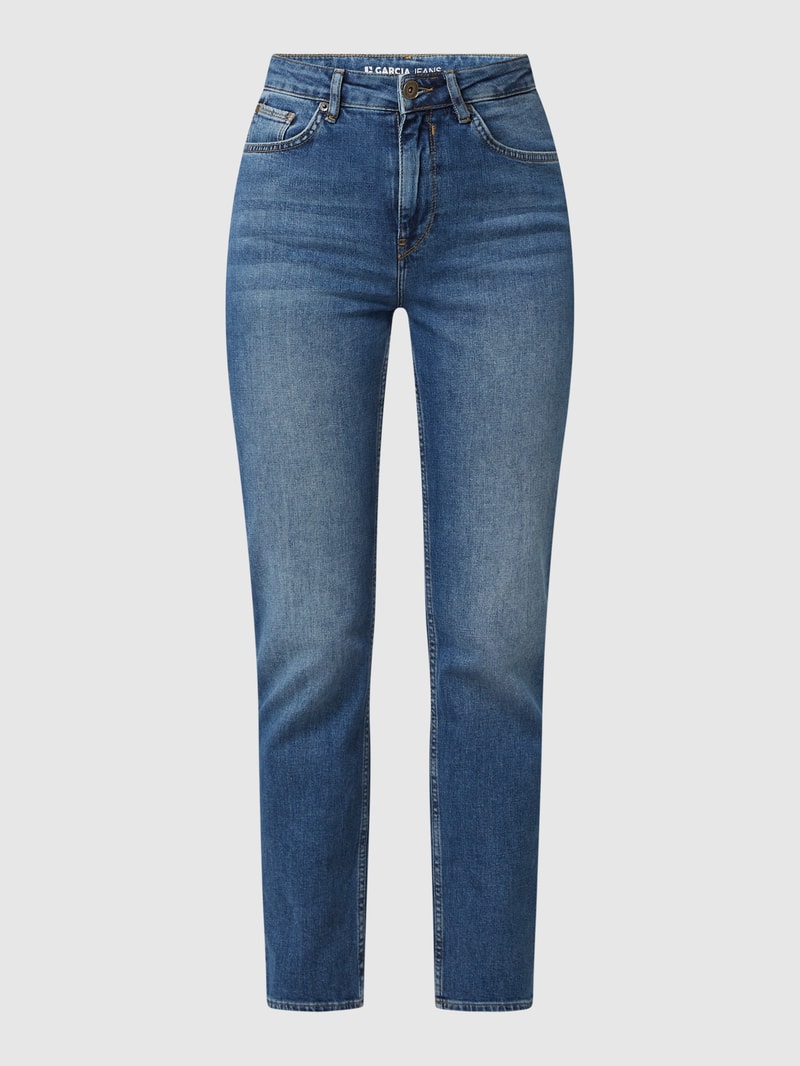 Straight Fit High Waist Jeans mit Stretch-Anteil Modell 'Luisa' in blau