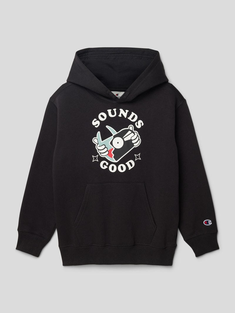 Hoodie mit Motiv- und Statement-Print Modell 'Rochester' in schwarz