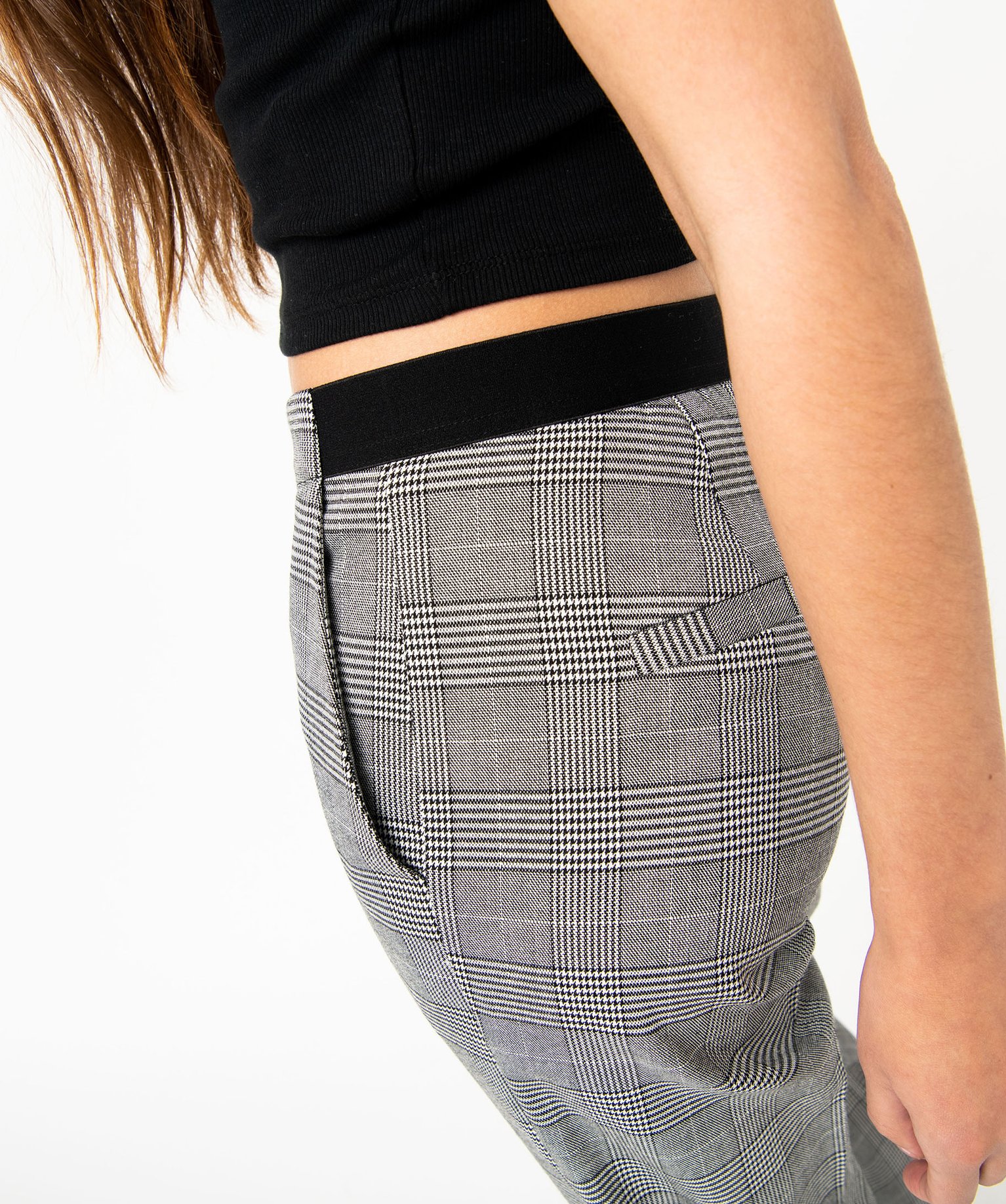 Pantalon à motif Prince de Galles et ceinture élastique femme imprime | GEMO