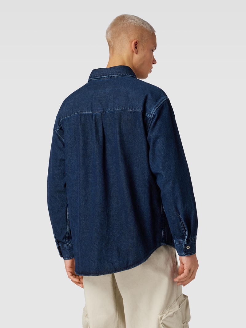 Regular Fit Jeanshemd mit Brusttaschen Modell 'SILVERTAB' in marineblau