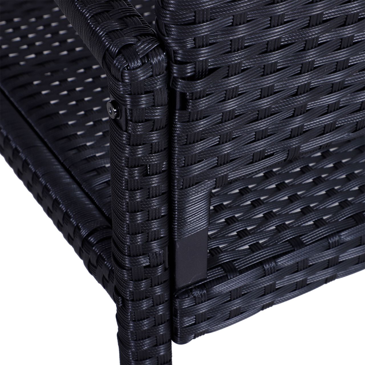 Outsunny Polyrattan Gartenbank Parkbank Sitzbank 2-Sitzer Geflecht Stahl Schwarz B122 x T60 x H87cm