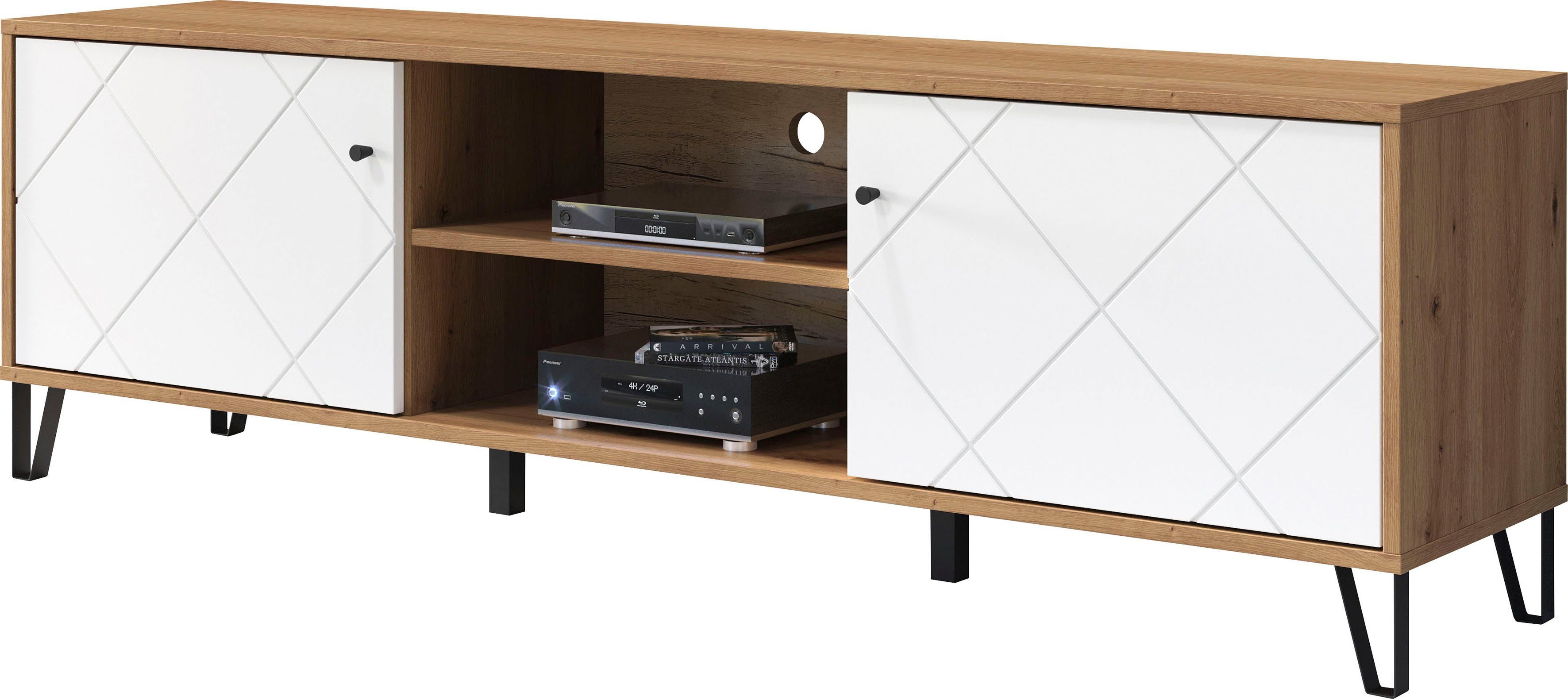 Places of Style TV-Schrank Tarragona Fräsungen in Rautenoptik