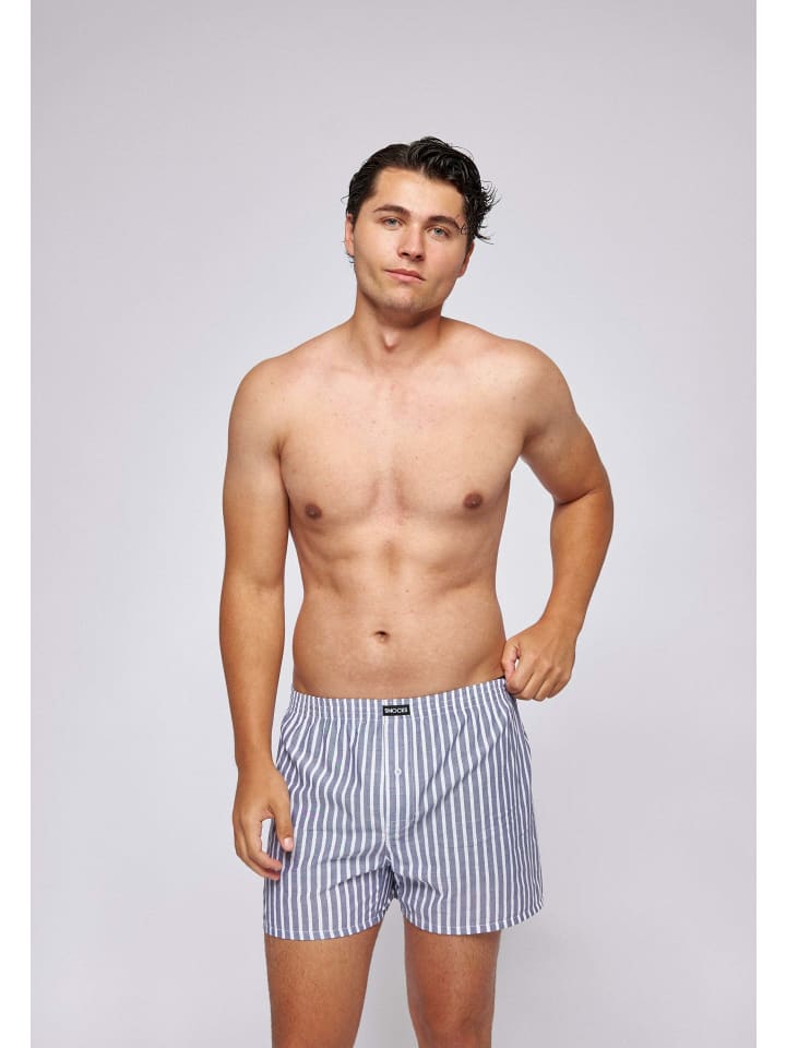 SNOCKS American Woven Boxershorts aus Bio-Baumwolle 3 Stück in Stripe günstig kaufen