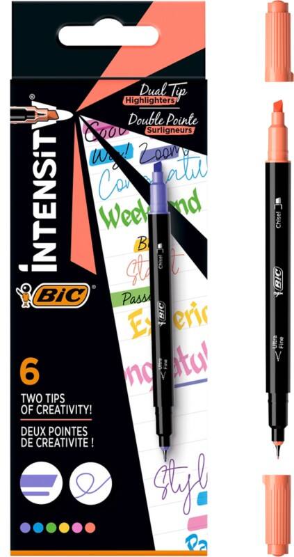 BIC Intensity Dual Textmarker Pastel Mehrfarbig Filzspitze 0.8 mm 6 Stück
