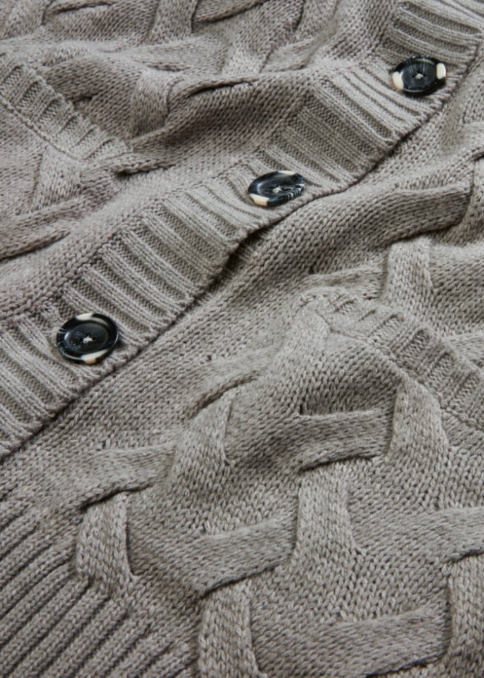 Strickjacke mit Schalkragen und Zopfmuster