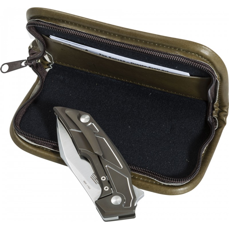 Fox Phoenix Messer, Militärmesser mit braun eloxiertem Titangriff, Tashi Bharucha Design