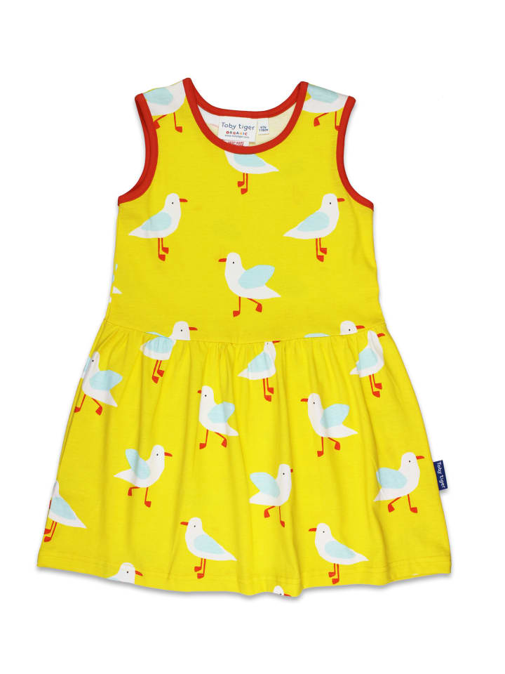 Toby Tiger Sommerkleid mit Möwen Print in gelb günstig kaufen