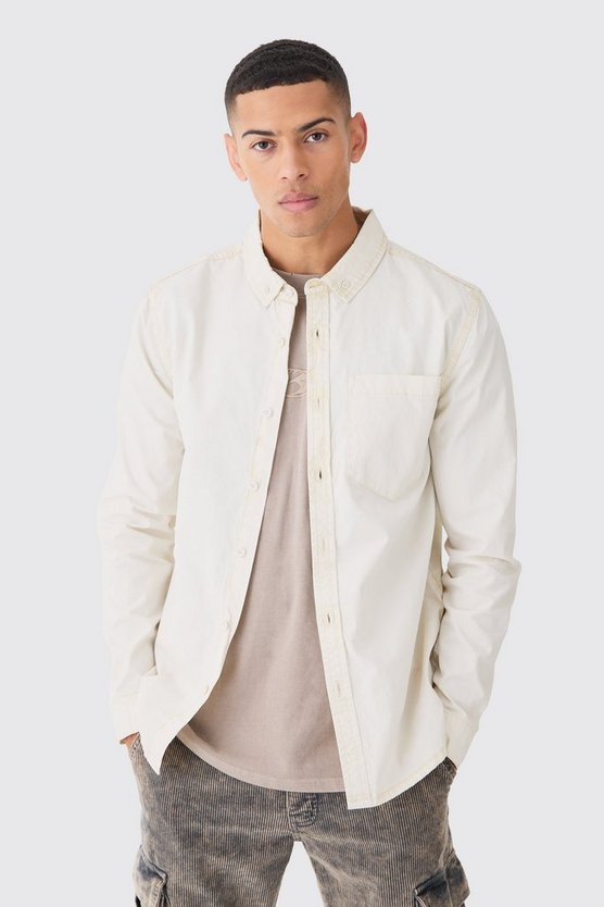 Langärmliges Twill Hemd