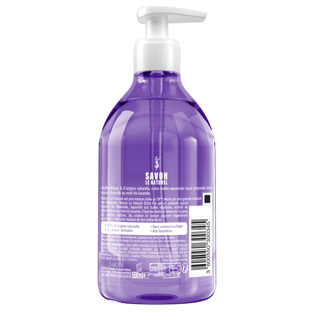 savon le naturel Savon Le Naturel Liquide Miel de Lavande 500ml Savon liquide Miel de Lavande