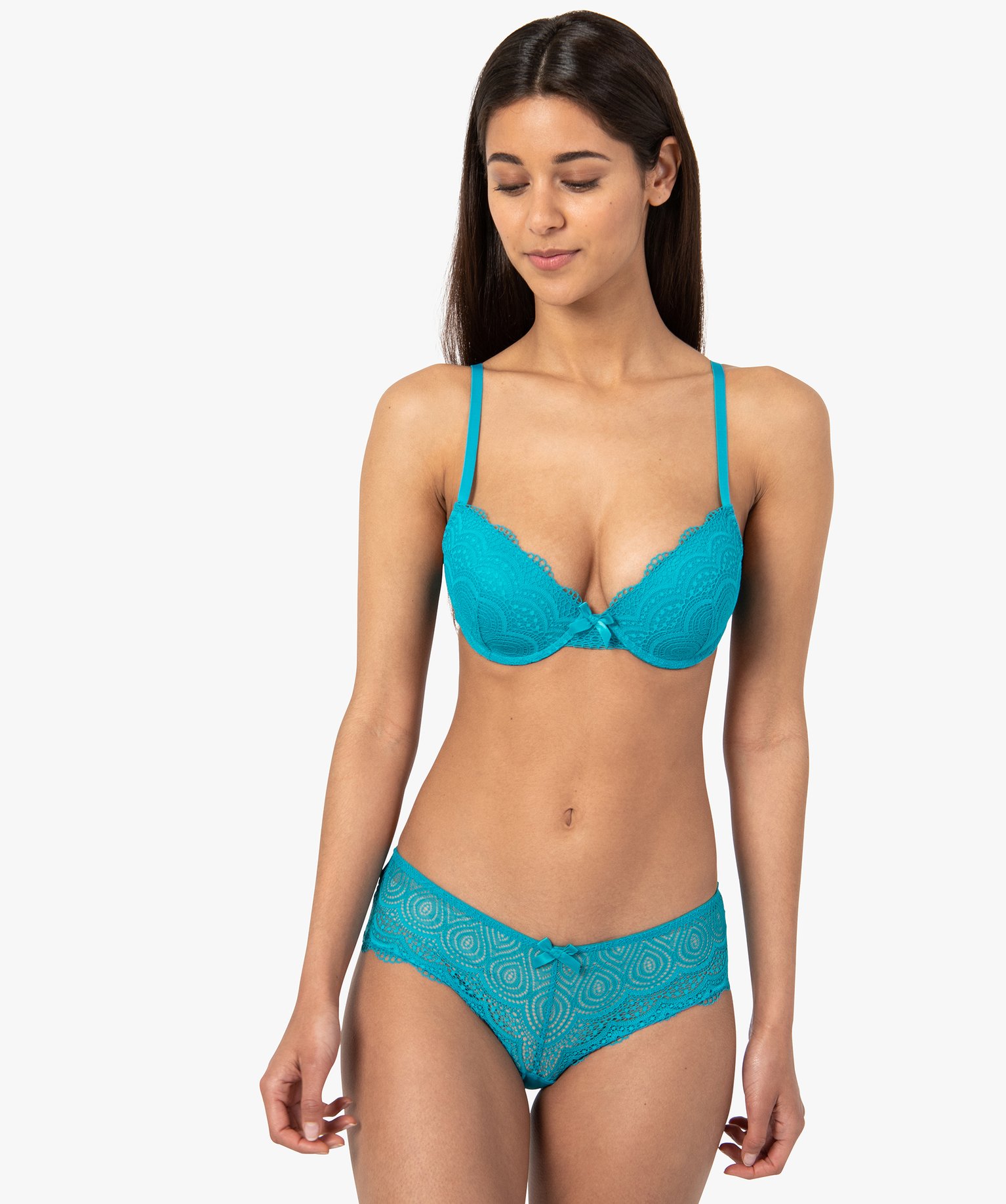 Shorty en dentelle et tulle femme (lot de 2) bleu | GEMO