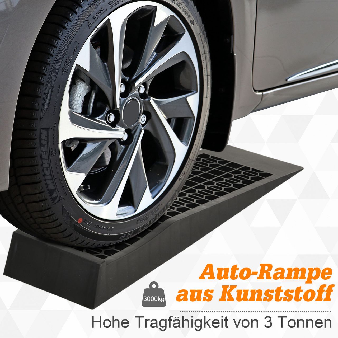 DURHAND HOMCOM 2 Auffahrrampe Schwellenrampe Bordsteinrampe Gummirampen PP Schwarz 70 x 20 x 8 cm
