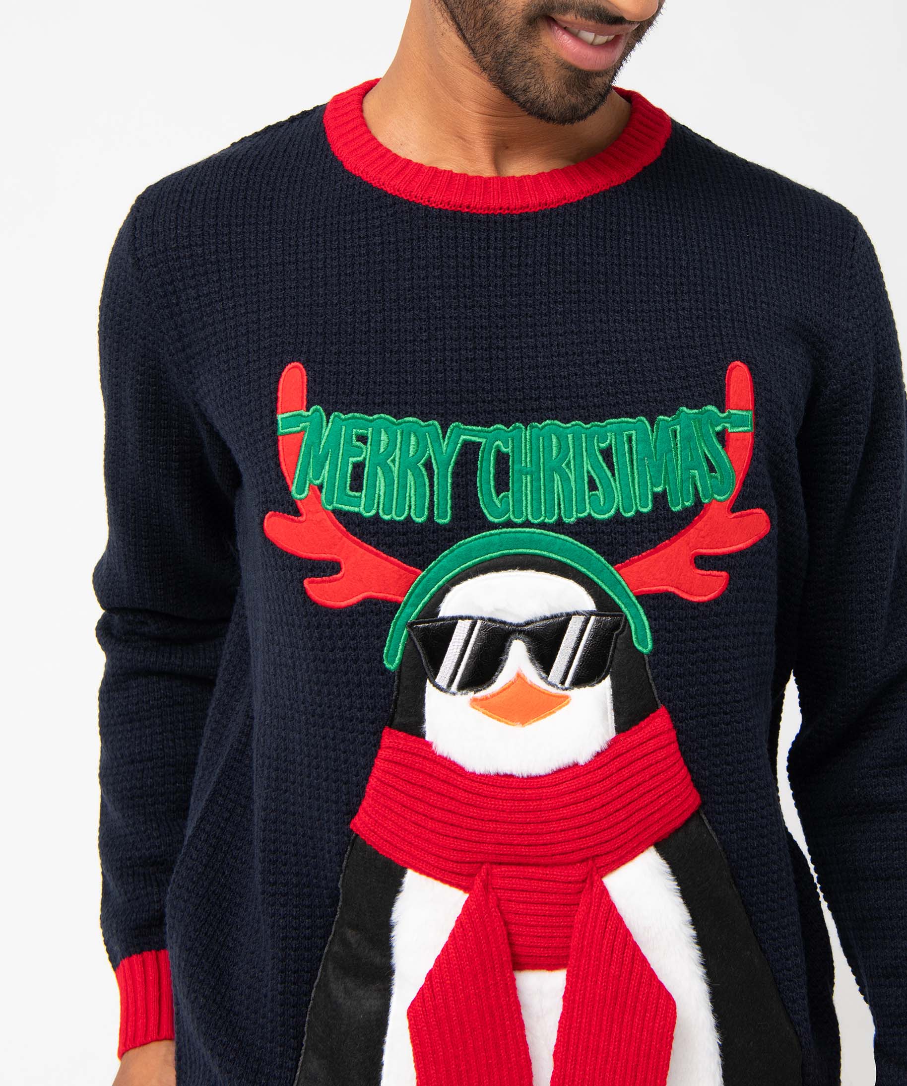 Pull de Nol homme avec motif pingouin bleu fonce | GEMO