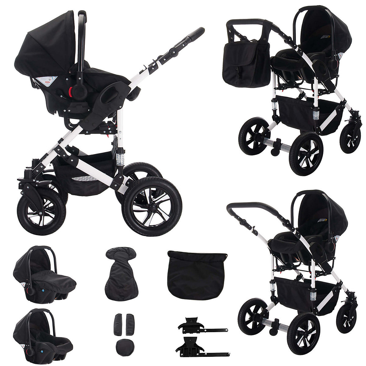 Florida | 3 in 1 Kombi Kinderwagen Komplettset | Hartgummireifen Kombikinderwagen