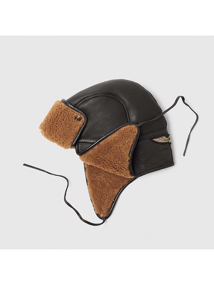 PME Legend Leder-Mütze in Schwarz/ Hellbraun günstig kaufen onesize
