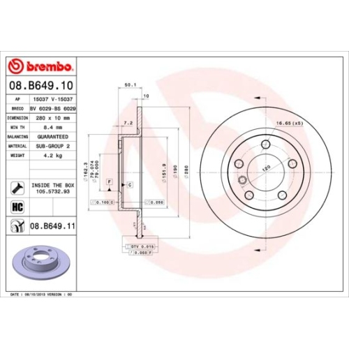 08.B649.11 BREMSSCHEIBE BREMBO HA  VP2 - ATU