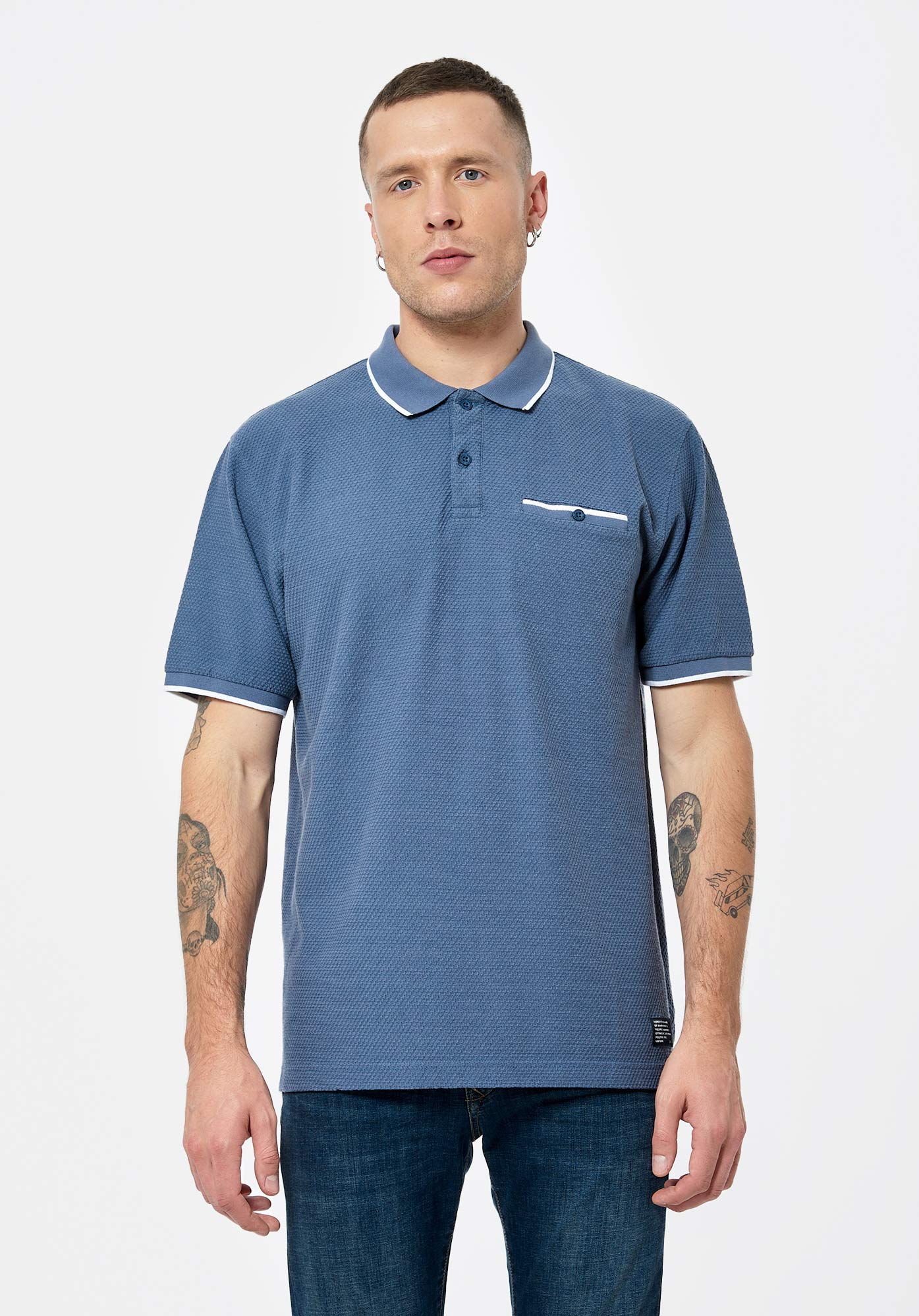 CELES  Polo bleu gris Homme