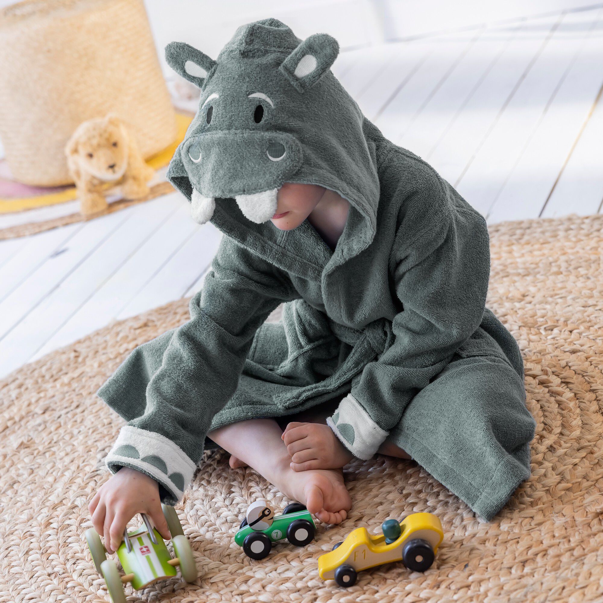 Peignoir de bain enfant hippopotame éponge coton