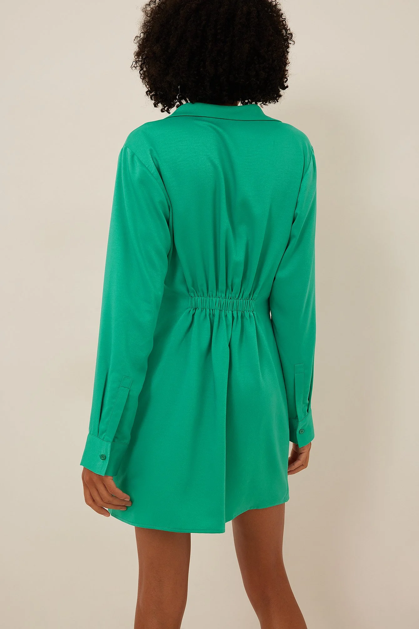 Satin Overlap Pleated Detail Mini Dress