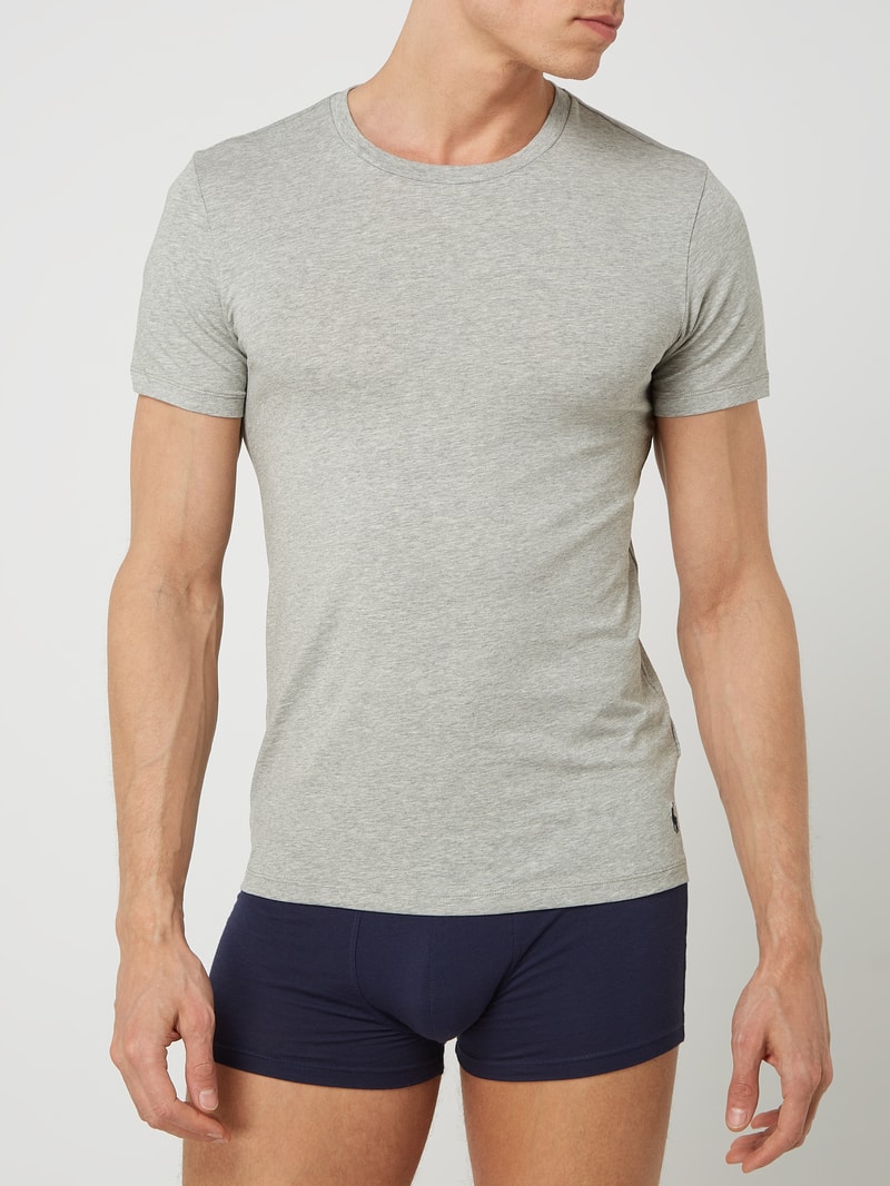 T-Shirt mit Stretch-Anteil im 2er-Pack in hellgrau meliert