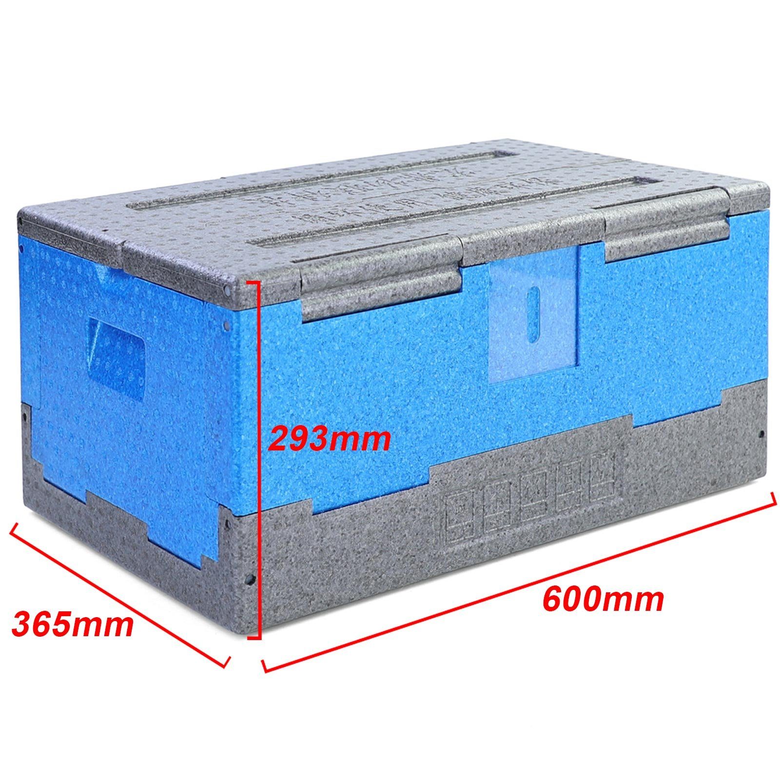 RAMROXX Kühlbox Warmhaltebox Kühl Thermo faltbar Blau Grau 40L 600x365x293mm