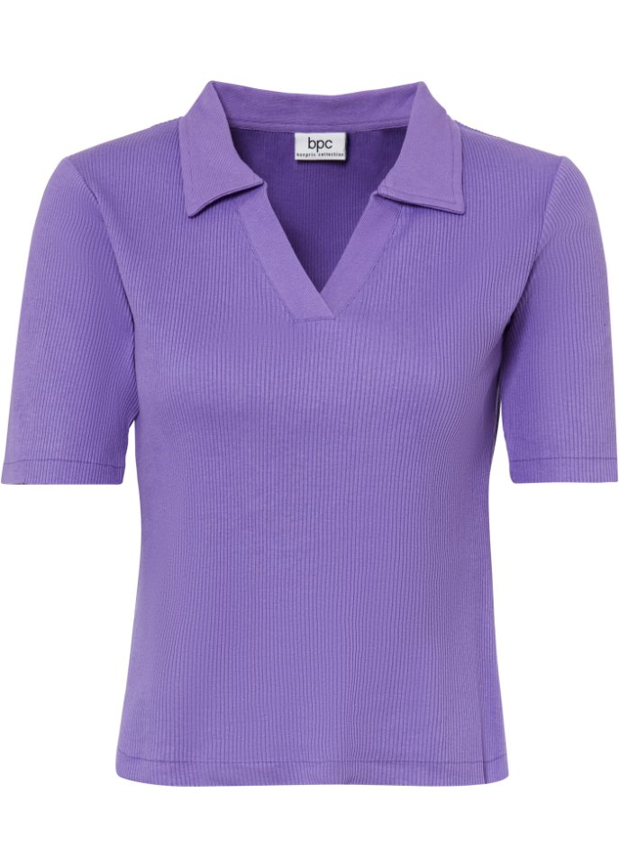 Ripp-Poloshirt, halbarm