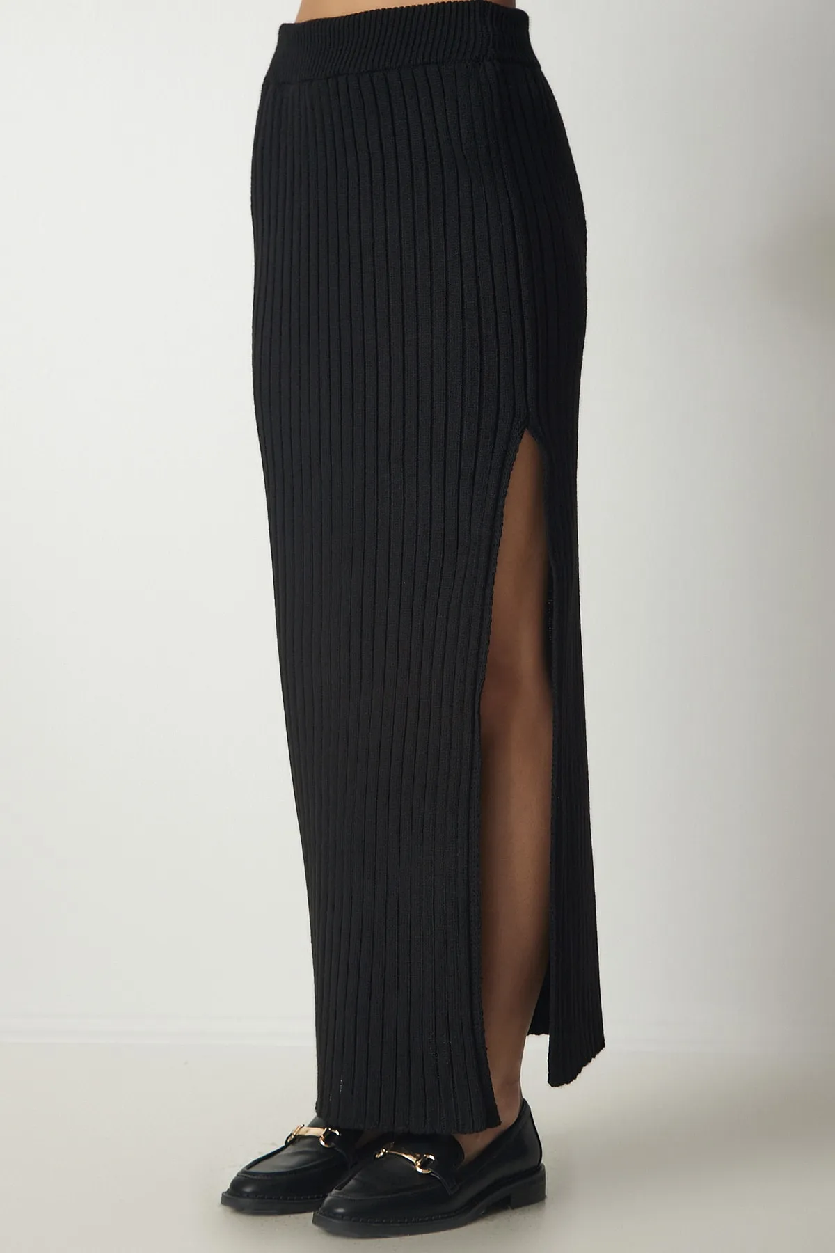 Happiness İstanbul  Damen Schwarz Cardigan Unterhemd Rock Strickwaren Team YY00130