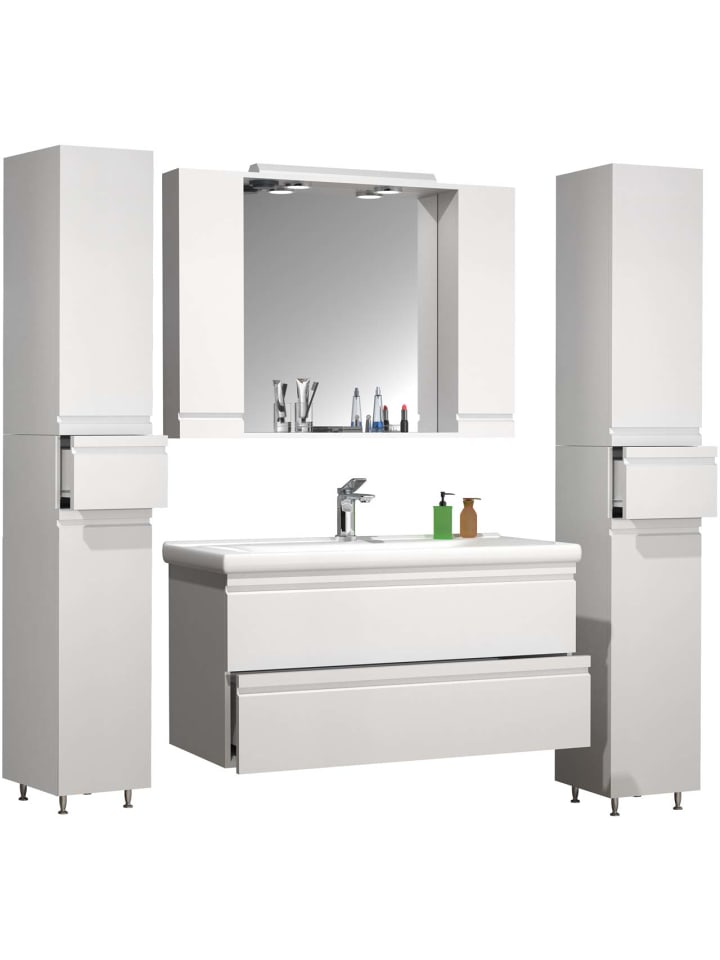 ebuy24 Badmöbelset SiloraXL Weiß 160 x 46 cm günstig kaufen onesize