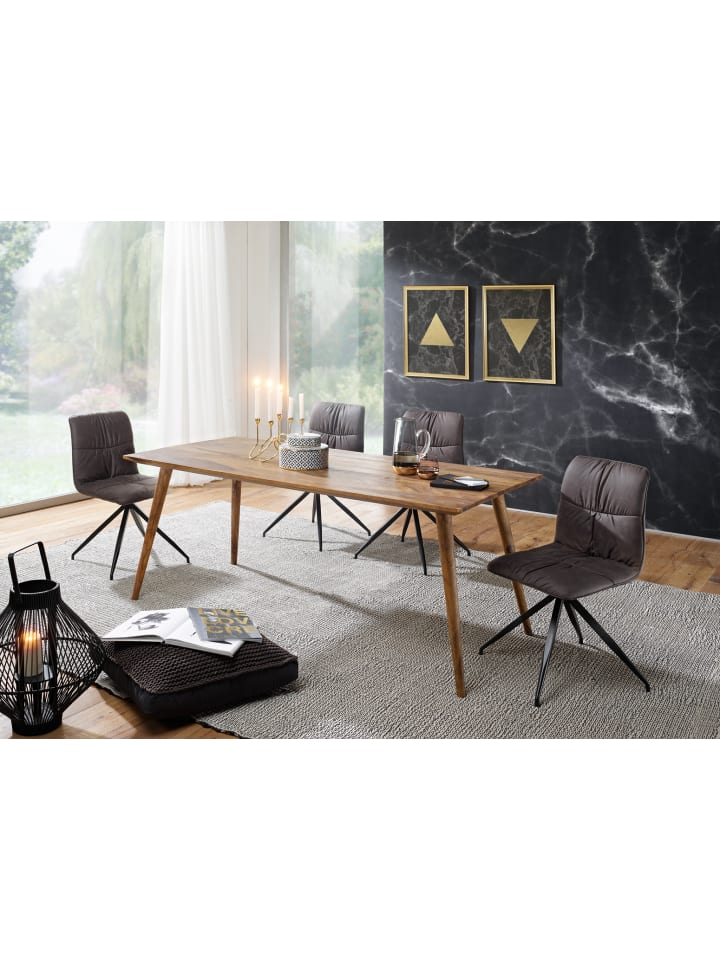 KADIMA DESIGN Massivholz Esstisch im Retro Landhausstil, handgefertigt, Sheesham-Holz günstig kaufen