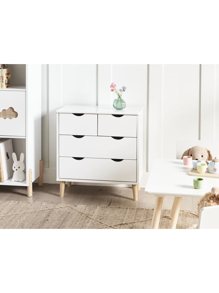 Beliani Kommode SIMMIE in Weiß/Heller Holzfarbton - (W) 60 x (H) 62 x (L) 30 cm günstig kaufen onesize